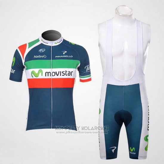 2012 Odziez Rowerowa Movistar Mistrz Wlochy Krotkie Rekawy i Rowerowe Szelkach